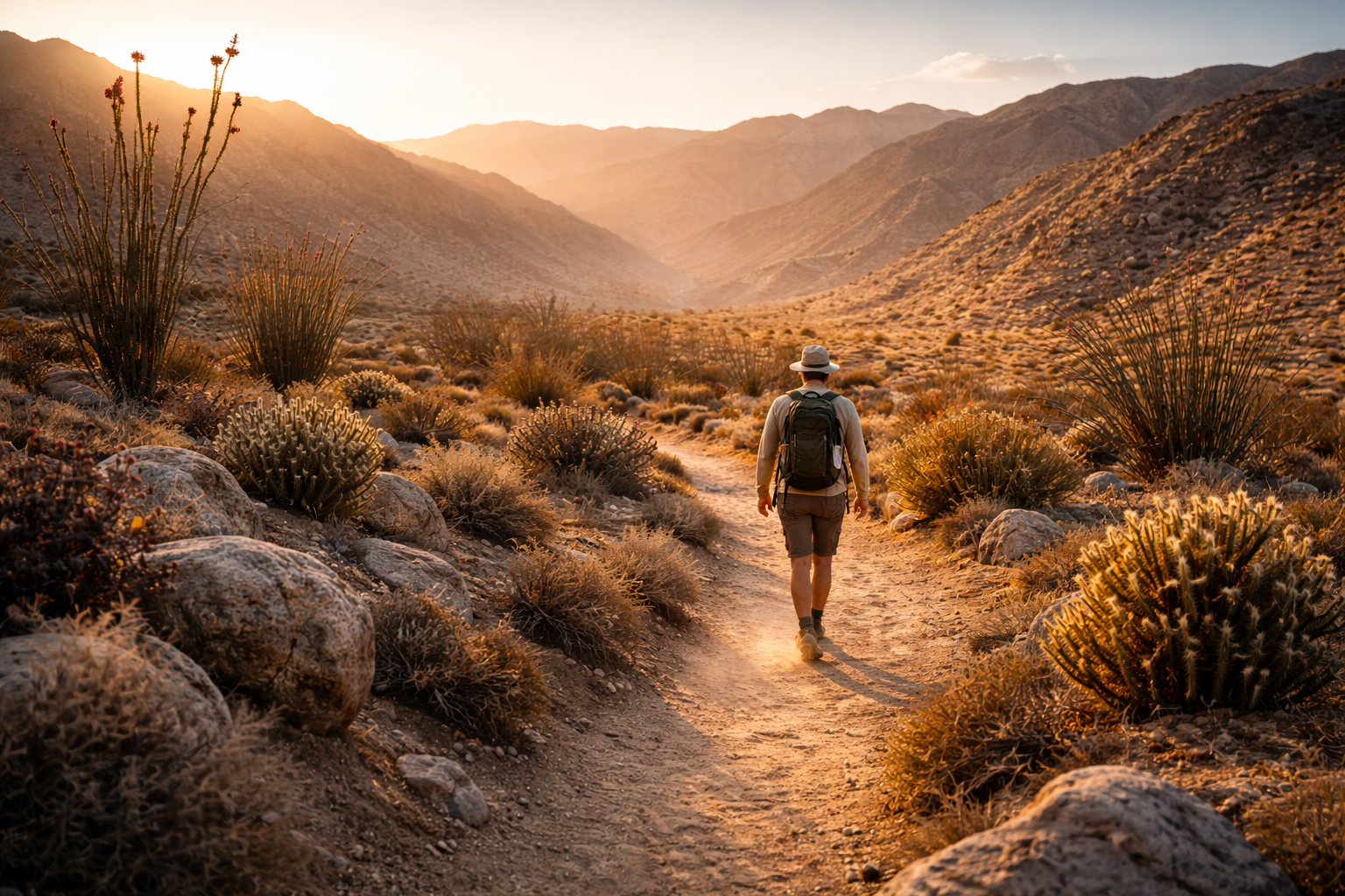 Golden hour hike in the desert