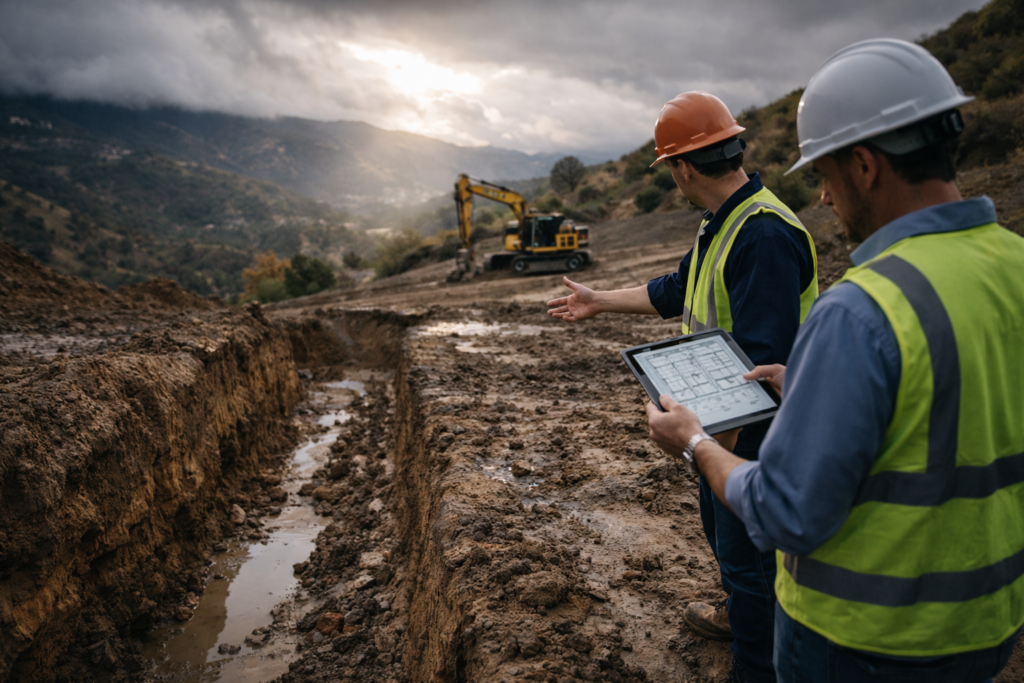 Post-rain construction inspection in California